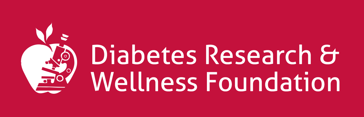 The DRWF logo, which is an apple with a microscope in it, on a red background. 