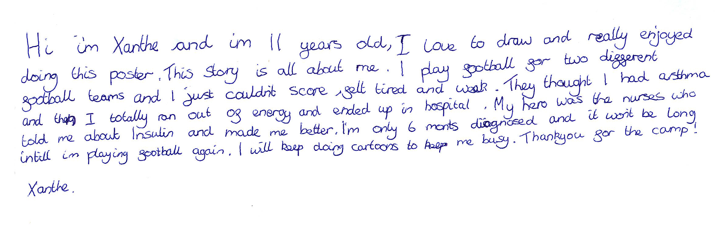 Xanthe describing herself 