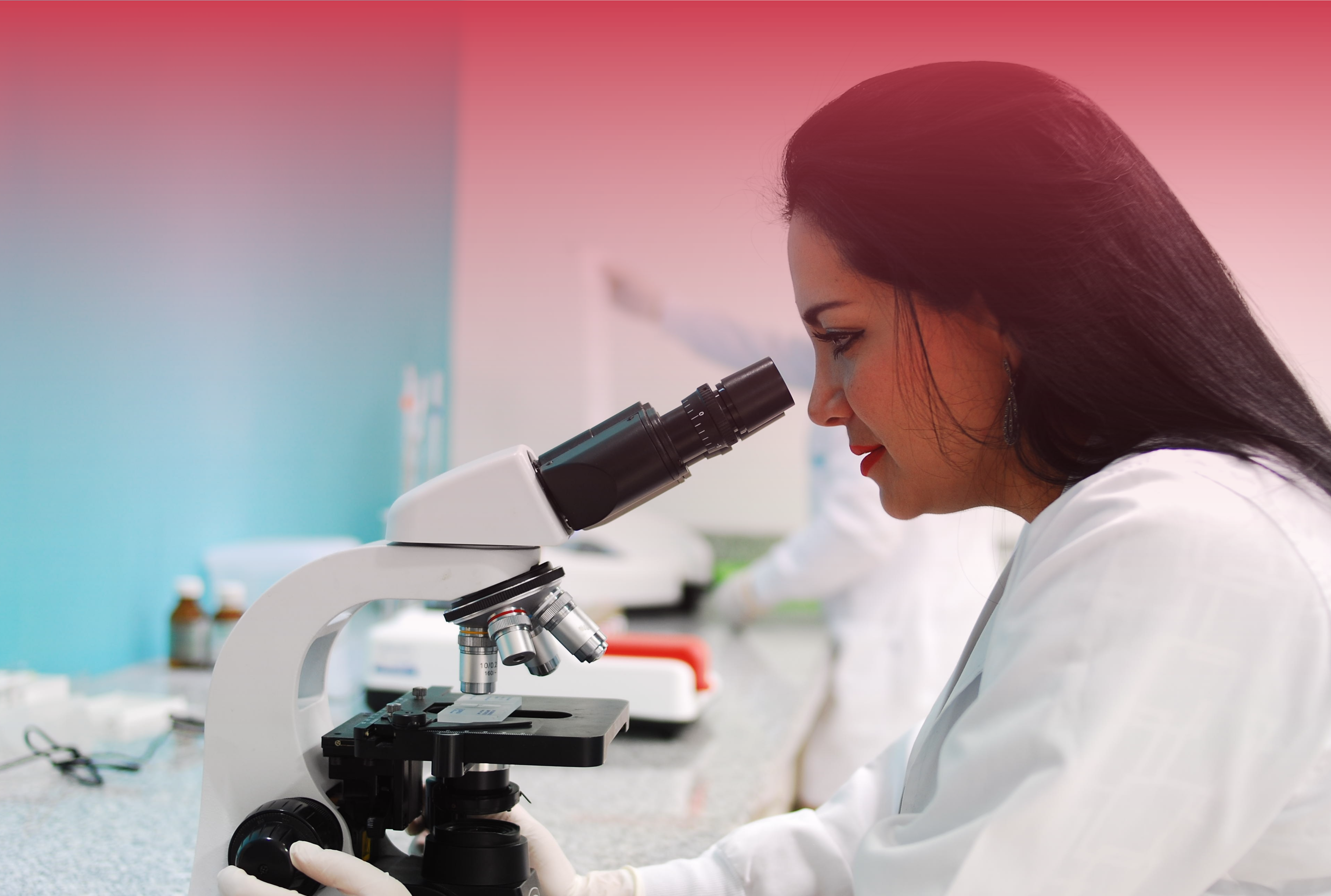 Woman Using A Microcospe