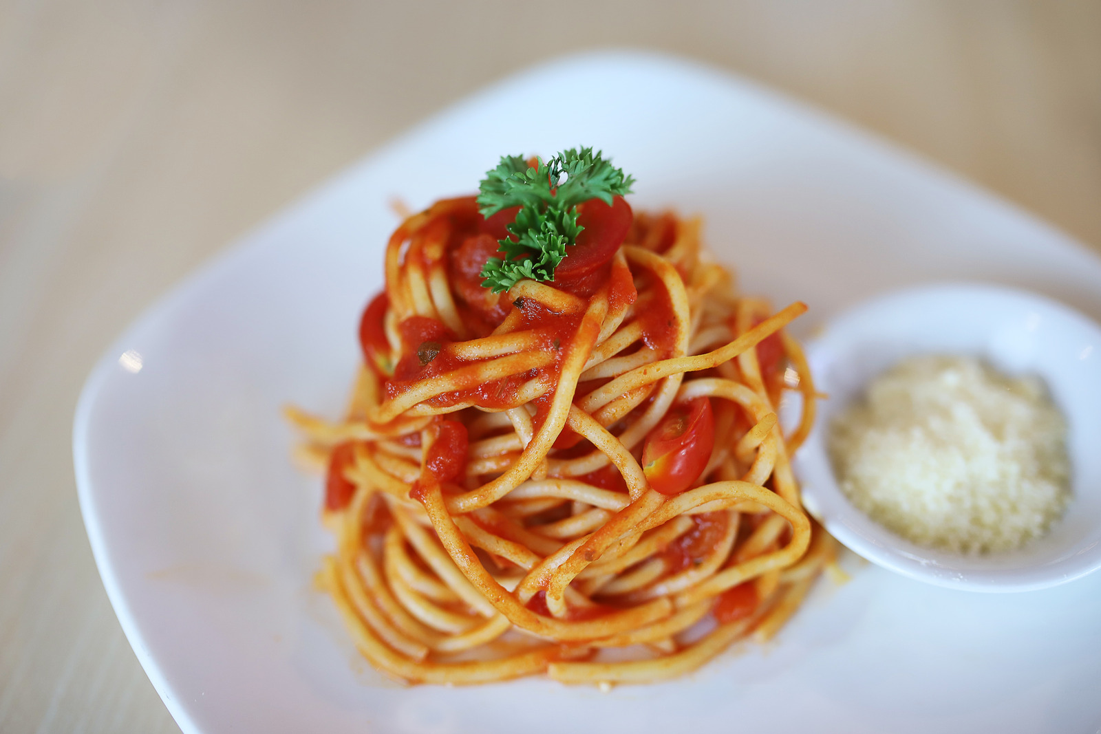 Pasta with tomato sauce. 