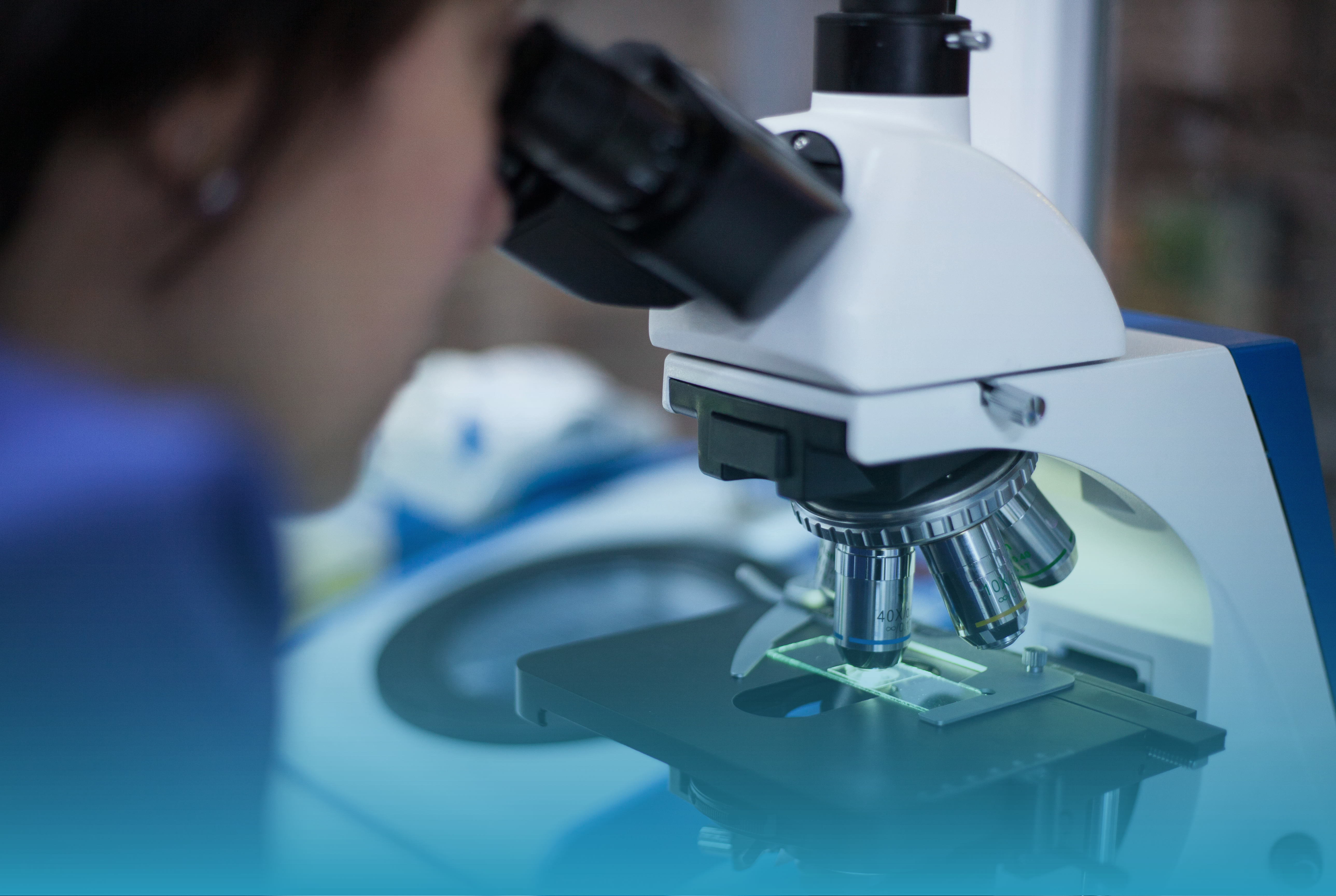 Laboratory Microscope Banner BLUE T